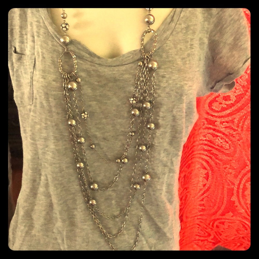 Layered silver necklace
